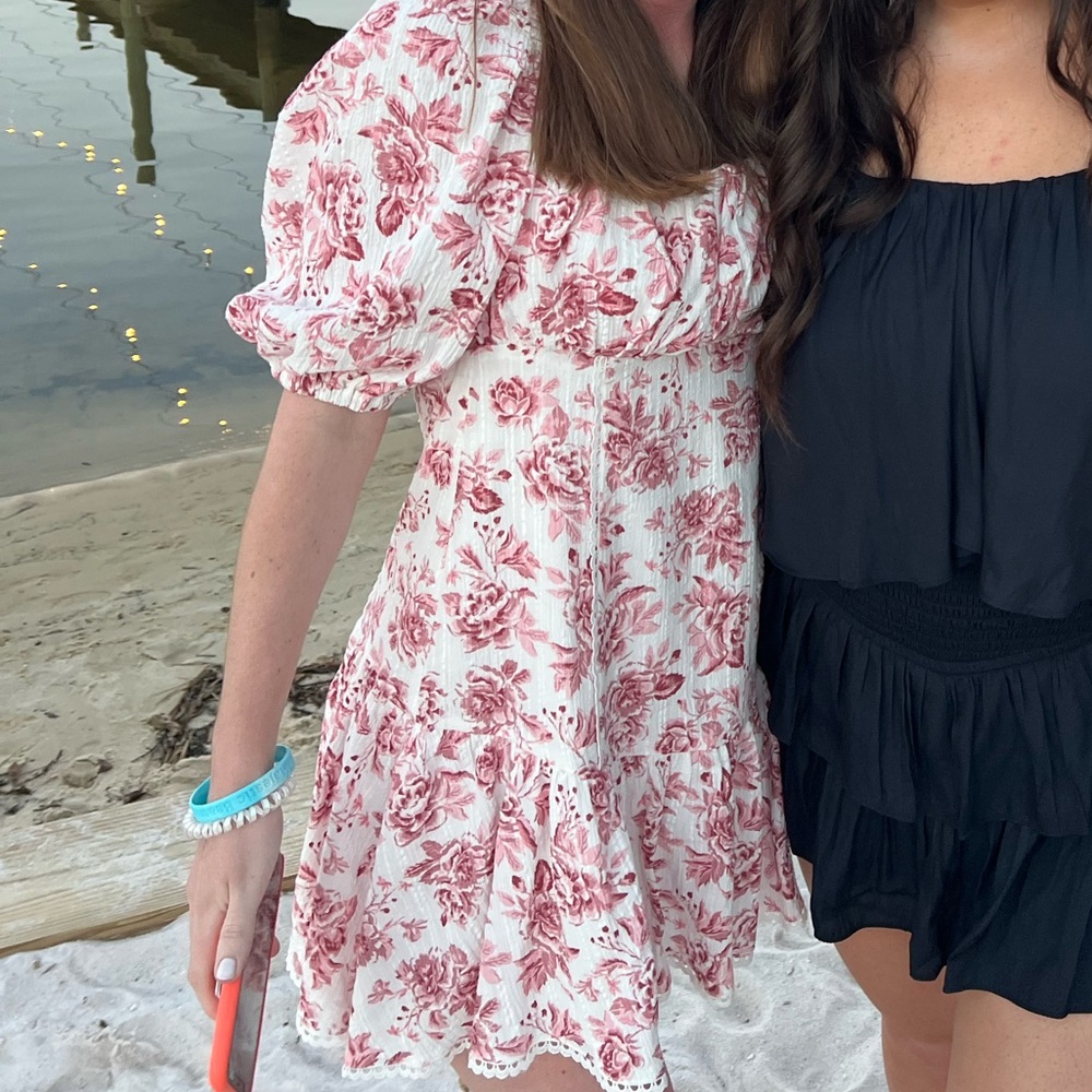 MINKPINK pink and white floral mini dress